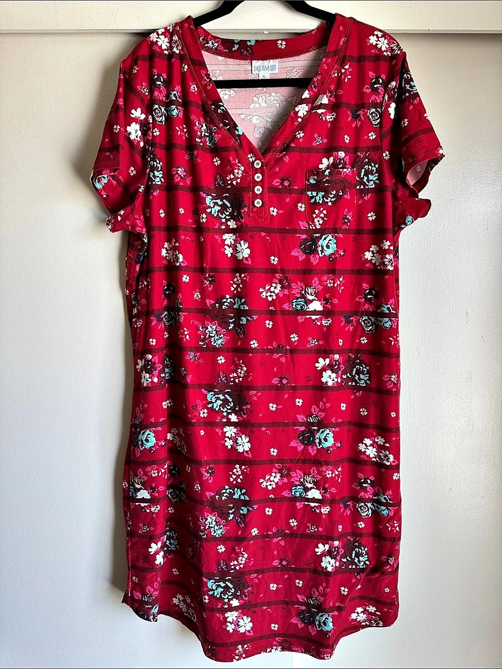 Dream Floral Striped Mini Dress in Red Size XL